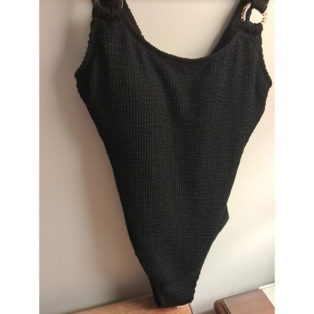 Seaform Black Swim Suit one-piece swimsuit. It features wide straps  size small